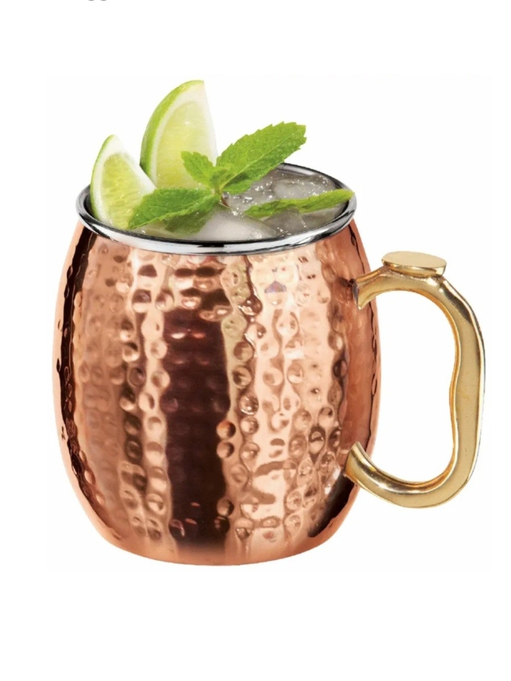Hammered Copper Moscow Mule Mug with Gold Handle